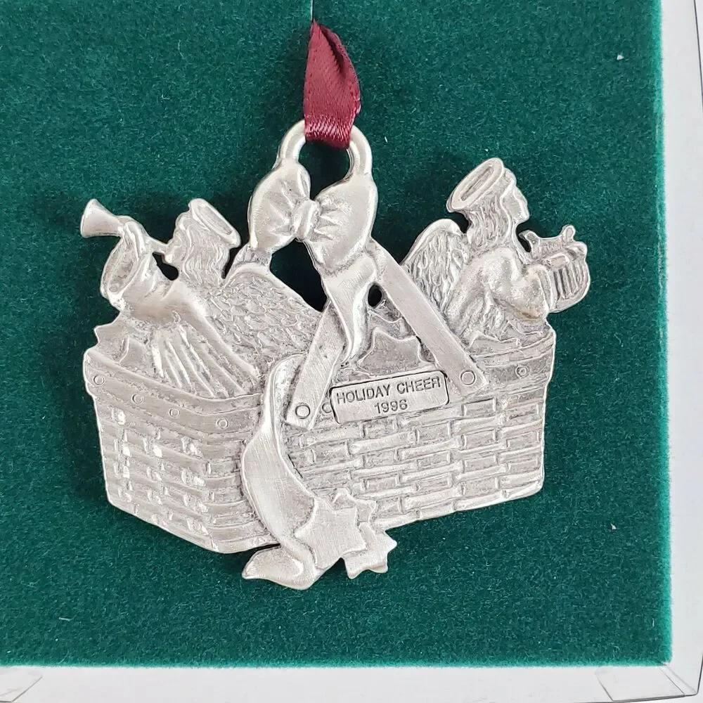 Longaberger Basket Ornaments Holiday Cheer 1996 Pewter Christmas Angels Star